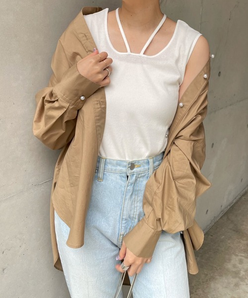 DouDou（ドゥドゥ）の「2WAYタンク（タンクトップ・レディース・ブラック/ベージュ/オフホワイト・FREE）」の5枚目の写真