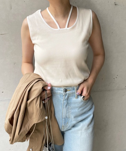 DouDou（ドゥドゥ）の「2WAYタンク（タンクトップ・レディース・ブラック/ベージュ/オフホワイト・FREE）」の9枚目の写真