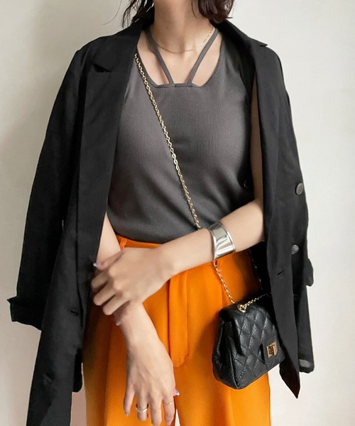 DouDou（ドゥドゥ）の「2WAYタンク（タンクトップ・レディース・ブラック/ベージュ/オフホワイト・FREE）」の18枚目の写真