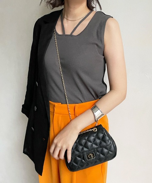 DouDou（ドゥドゥ）の「2WAYタンク（タンクトップ・レディース・ブラック/ベージュ/オフホワイト・FREE）」の19枚目の写真