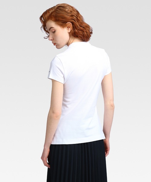 TOMMY HILFIGER(トミーヒルフィガー)の「クリスタルロゴポロシャツ(ポロシャツ・レディース・ホワイト/ネイビー・SMALL/MEDIUM/X-SMALL)」の5枚目の写真