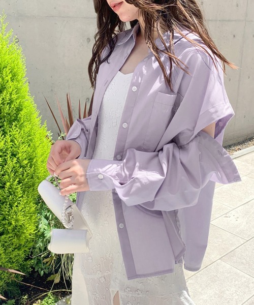 OLIVE des OLIVE（オリーブデオリーブ）の「肩開きシャツ（シャツ/ブラウス・レディース・オフホワイト/ピンク/オレンジ/ラベンダー・FREE）」の3枚目の写真