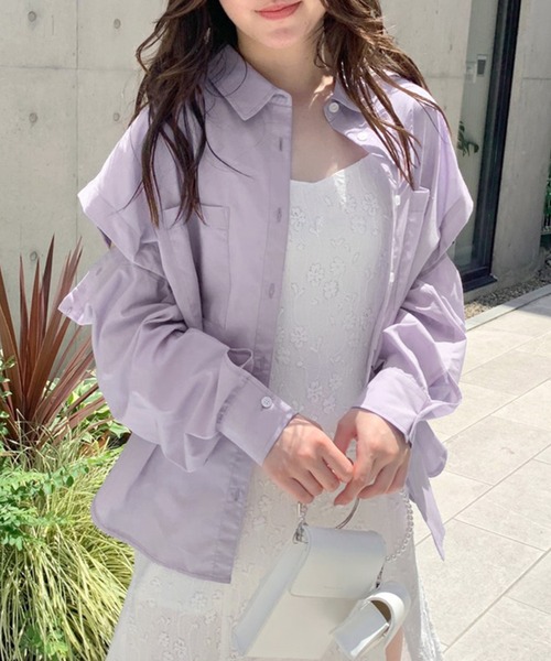 OLIVE des OLIVE（オリーブデオリーブ）の「肩開きシャツ（シャツ/ブラウス・レディース・オフホワイト/ピンク/オレンジ/ラベンダー・FREE）」の9枚目の写真