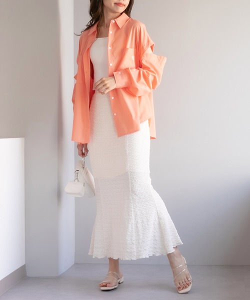 OLIVE des OLIVE（オリーブデオリーブ）の「肩開きシャツ（シャツ/ブラウス・レディース・オフホワイト/ピンク/オレンジ/ラベンダー・FREE）」の10枚目の写真