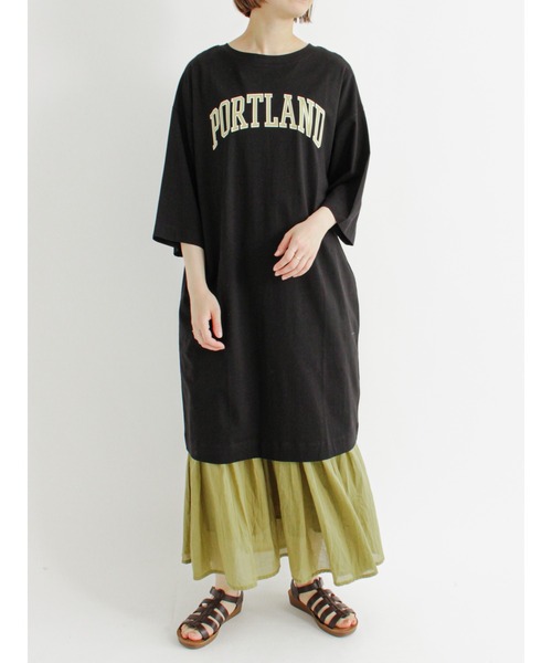 Samansa Mos2 blue（サマンサモスモスブルー）の「チュニックTシャツ（Tシャツ/カットソー・レディース・ライトベージュ/チャコール/ブラック・ﾌﾘ-）」の8枚目の写真