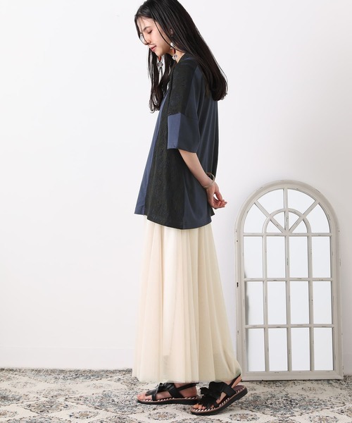 somari imagination（ソマリ イマジネーション）の「『レース切替カットソーポロシャツ』（ポロシャツ・レディース・ネイビー/グレー・1/2）」の14枚目の写真