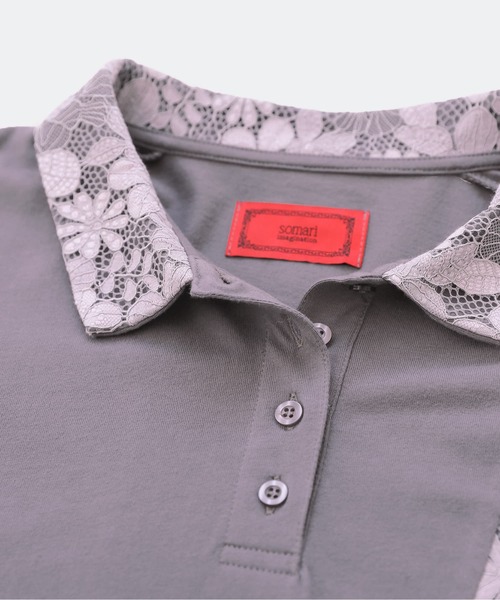 somari imagination（ソマリ イマジネーション）の「『レース切替カットソーポロシャツ』（ポロシャツ・レディース・ネイビー/グレー・1/2）」の17枚目の写真