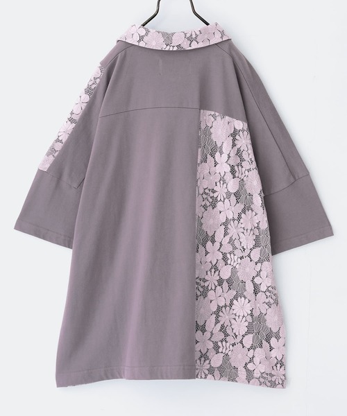 somari imagination（ソマリ イマジネーション）の「『レース切替カットソーポロシャツ』（ポロシャツ・レディース・ネイビー/グレー・1/2）」の22枚目の写真