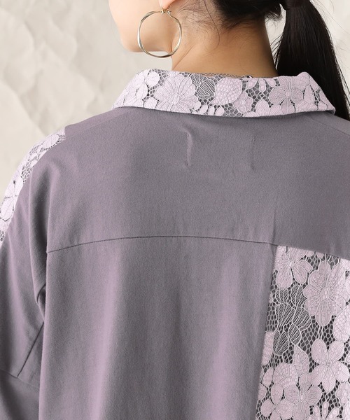 somari imagination（ソマリ イマジネーション）の「『レース切替カットソーポロシャツ』（ポロシャツ・レディース・ネイビー/グレー・1/2）」の5枚目の写真