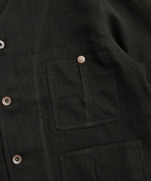 NANO universe（ナノユニバース）の「LB.03/コットンリネンパナマ エンジニアジャケット（ノーカラージャケット・メンズ・ブラック/オートミール・M/L）」の9枚目の写真