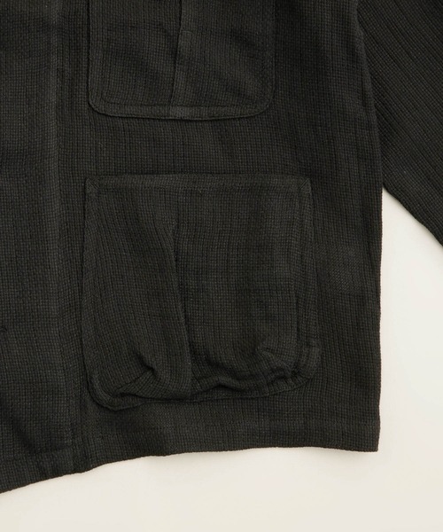 NANO universe（ナノユニバース）の「LB.03/コットンリネンパナマ エンジニアジャケット（ノーカラージャケット・メンズ・ブラック/オートミール・M/L）」の4枚目の写真