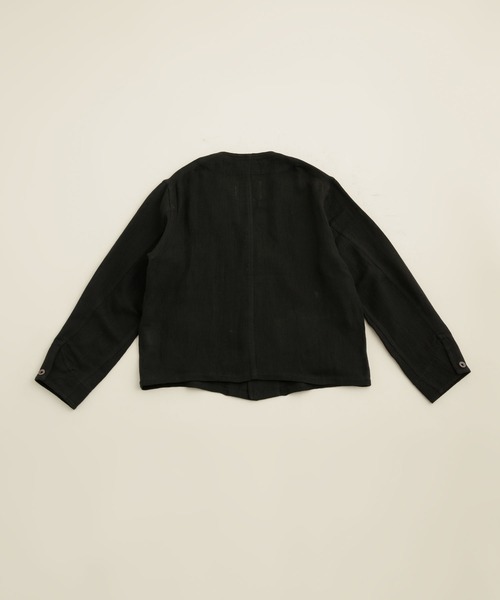 NANO universe（ナノユニバース）の「LB.03/コットンリネンパナマ エンジニアジャケット（ノーカラージャケット・メンズ・ブラック/オートミール・M/L）」の6枚目の写真