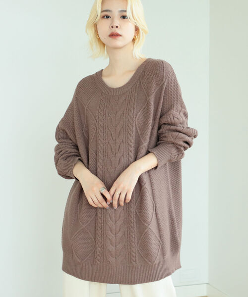 BeAMS DOT(ビームスドット)の「BeAMS DOT / レースアップ オーバーニット(ニット/セーター・レディース・グリーン系その他/ホワイト系その他5/ブラウン系その他5・FREE)」の7枚目の写真