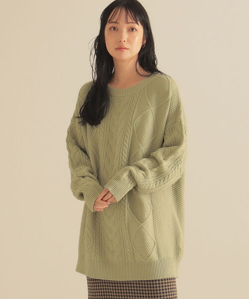 BeAMS DOT(ビームスドット)の「BeAMS DOT / レースアップ オーバーニット(ニット/セーター・レディース・グリーン系その他/ホワイト系その他5/ブラウン系その他5・FREE)」の6枚目の写真