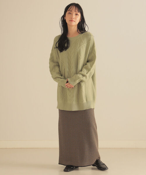 BeAMS DOT(ビームスドット)の「BeAMS DOT / レースアップ オーバーニット(ニット/セーター・レディース・グリーン系その他/ホワイト系その他5/ブラウン系その他5・FREE)」の10枚目の写真