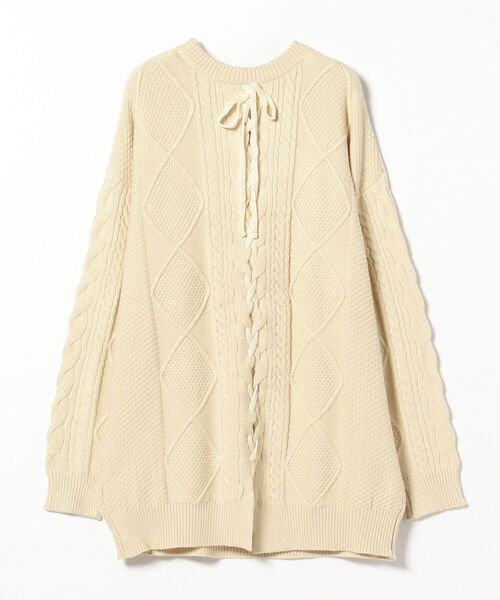 BeAMS DOT(ビームスドット)の「BeAMS DOT / レースアップ オーバーニット(ニット/セーター・レディース・グリーン系その他/ホワイト系その他5/ブラウン系その他5・FREE)」の21枚目の写真