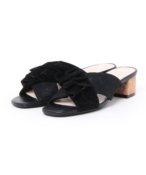 axes femme（アクシーズファム）の「フリル×レースミュール（サンダル・レディース・ブルー/イエロー/ブラック・LARGE/MEDIUM）」の2枚目の写真