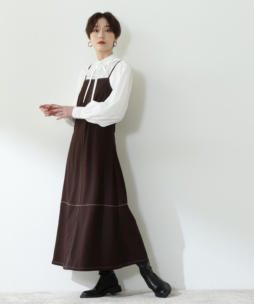 N.（N. Natural Beauty Basic）（エヌエヌナチュラルビューティーベーシック）の「【松井愛莉さん着用】◆リボンタイフリルシャツブラウス（シャツ/ブラウス・レディース・オフホワイト/ストライプ/ブルー・MEDIUM）」の5枚目の写真