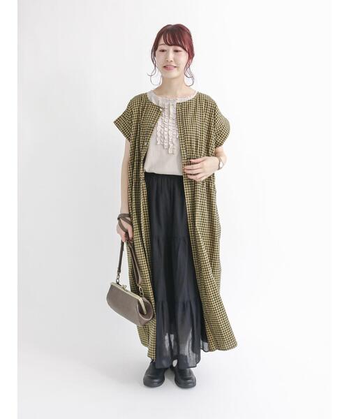 Samansa Mos2（サマンサ モスモス）の「レースチュール付フレンチ袖カットソー（Tシャツ/カットソー・レディース・ブラック/グレー/キナリ・ﾌﾘ-）」の12枚目の写真