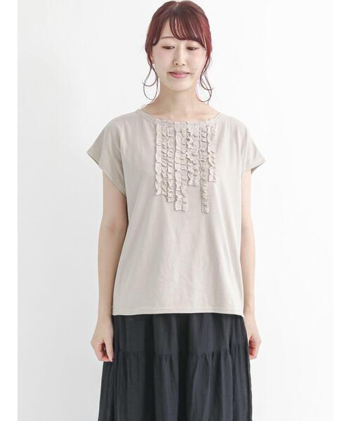 Samansa Mos2（サマンサ モスモス）の「レースチュール付フレンチ袖カットソー（Tシャツ/カットソー・レディース・ブラック/グレー/キナリ・ﾌﾘ-）」の14枚目の写真