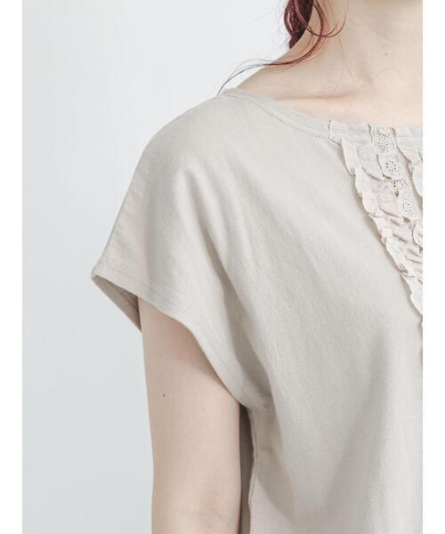 Samansa Mos2（サマンサ モスモス）の「レースチュール付フレンチ袖カットソー（Tシャツ/カットソー・レディース・ブラック/グレー/キナリ・ﾌﾘ-）」の18枚目の写真