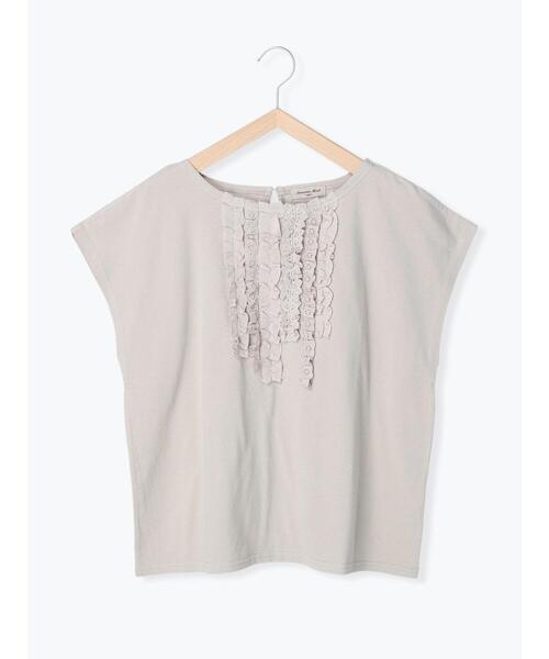 Samansa Mos2（サマンサ モスモス）の「レースチュール付フレンチ袖カットソー（Tシャツ/カットソー・レディース・ブラック/グレー/キナリ・ﾌﾘ-）」の19枚目の写真