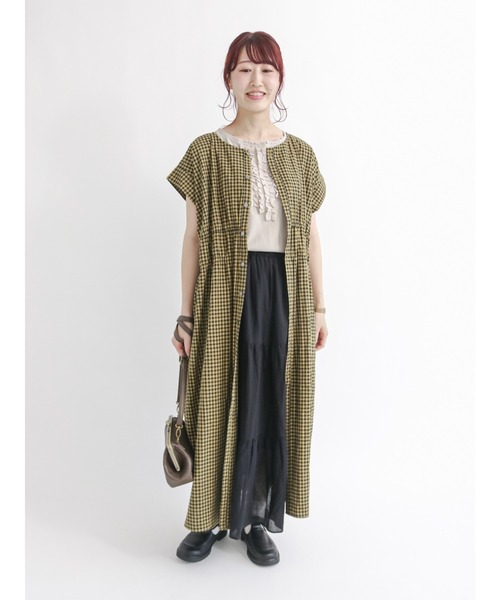 Samansa Mos2（サマンサ モスモス）の「レースチュール付フレンチ袖カットソー（Tシャツ/カットソー・レディース・ブラック/グレー/キナリ・ﾌﾘ-）」の6枚目の写真