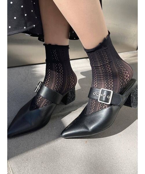 EATME（イートミー）の「レース編みソックス（ソックス/靴下・レディース・ブラック/オフホワイト・FREE）」の2枚目の写真