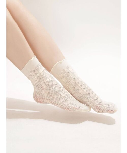 EATME（イートミー）の「レース編みソックス（ソックス/靴下・レディース・ブラック/オフホワイト・FREE）」の3枚目の写真