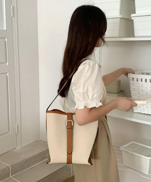 LAC-VERT（ラック・ヴェール）の「キャンバスベルトバッグ（トートバッグ・レディース・ブラック/ダークブラウン/ベージュ/ブラウン・FREE）」の17枚目の写真