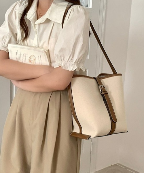 LAC-VERT（ラック・ヴェール）の「キャンバスベルトバッグ（トートバッグ・レディース・ブラック/ダークブラウン/ベージュ/ブラウン・FREE）」の12枚目の写真