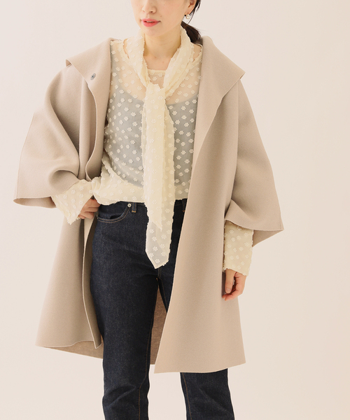 journal standard L'essage(ジャーナルスタンダードレサージュ)の「《追加》【HARRIS WHARF LONDON】kimono mantle:コート(その他アウター・レディース・チャコールグレー/グリーン/アイボリー・42)」の2枚目の写真