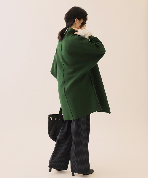 journal standard L'essage(ジャーナルスタンダードレサージュ)の「《追加》【HARRIS WHARF LONDON】kimono mantle:コート(その他アウター・レディース・チャコールグレー/グリーン/アイボリー・42)」の4枚目の写真