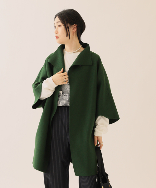 journal standard L'essage(ジャーナルスタンダードレサージュ)の「《追加》【HARRIS WHARF LONDON】kimono mantle:コート(その他アウター・レディース・チャコールグレー/グリーン/アイボリー・42)」の6枚目の写真