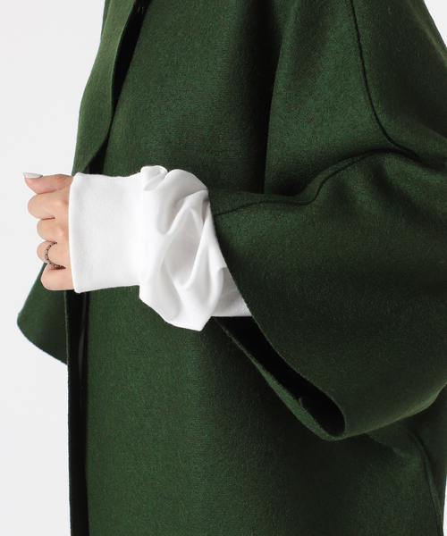 journal standard L'essage(ジャーナルスタンダードレサージュ)の「《追加》【HARRIS WHARF LONDON】kimono mantle:コート(その他アウター・レディース・チャコールグレー/グリーン/アイボリー・42)」の15枚目の写真