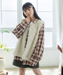 repipi armario | フェイクファーベスト(その他アウター)