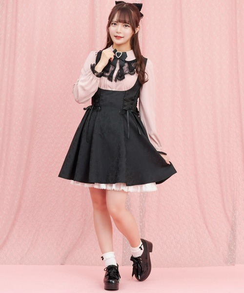 Secret Honey（シークレットハニー）の「ジャガードバッスルジャンパードレス（ワンピース・レディース・ブラック/ブルー/ワインレッド/ピンク・MEDIUM）」の5枚目の写真