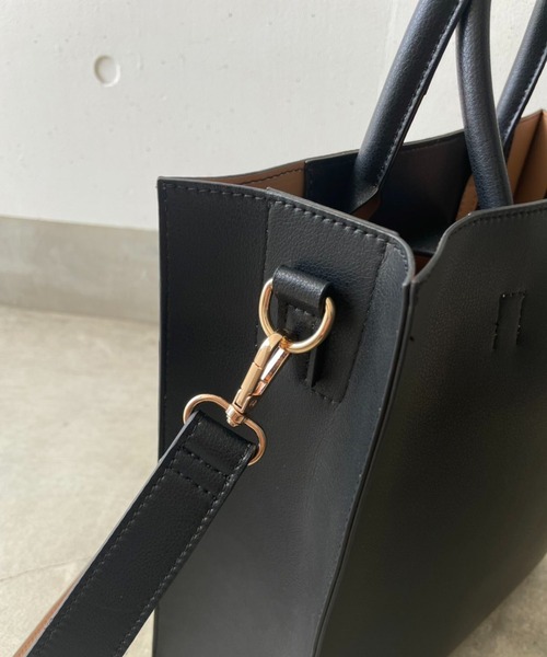 styiro（スタイロ）の「【A4サイズ収納可】 ソフトスクエアトートバッグ / 再入荷（ビジネスバッグ・レディース・ブラック/アイボリー/キャメル/ブラウン系その他/ベージュ系その他/シルバー・FREE）」の9枚目の写真