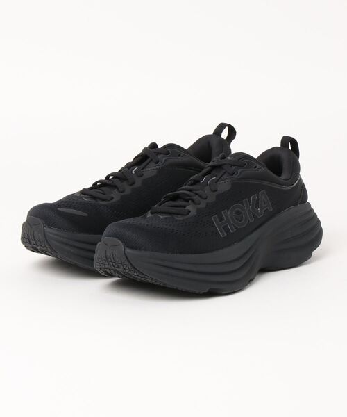 HOKAONEONE BONDI7WIDEブラックメッシュスニーカー24cm厚底 ホカオネオネ Hoka one one Hoka ホカ ランニングシューズ