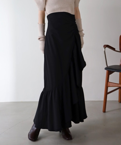 UNFIELD(アンフィールド)の「【2022A/W New Arrival】ラッフルフリルマーメイドスカート(スカート・レディース・ブラック・FREE)」の10枚目の写真