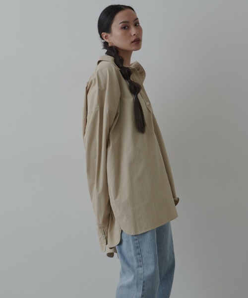 FIG&VIPER（フィグアンドバイパー）の「カフスシャツミニ丈ワンピース（シャツ/ブラウス・レディース・ベージュ/ホワイト・FREE）」の9枚目の写真