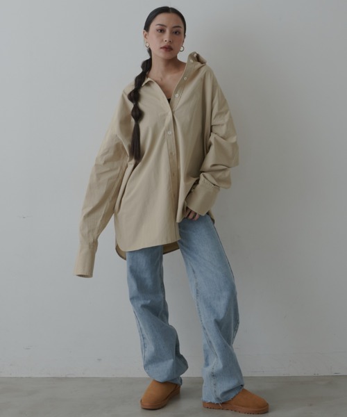 FIG&VIPER（フィグアンドバイパー）の「カフスシャツミニ丈ワンピース（シャツ/ブラウス・レディース・ベージュ/ホワイト・FREE）」の12枚目の写真