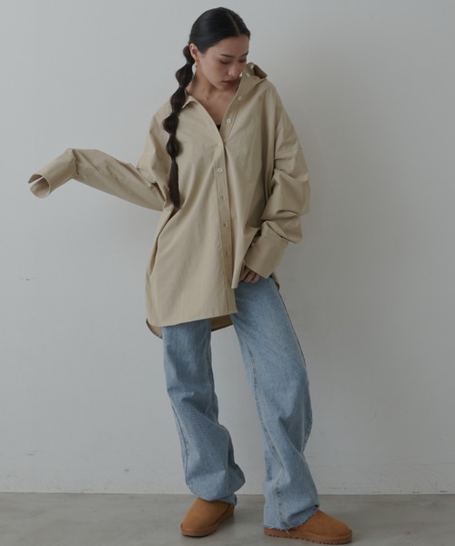 FIG&VIPER（フィグアンドバイパー）の「カフスシャツミニ丈ワンピース（シャツ/ブラウス・レディース・ベージュ/ホワイト・FREE）」の13枚目の写真