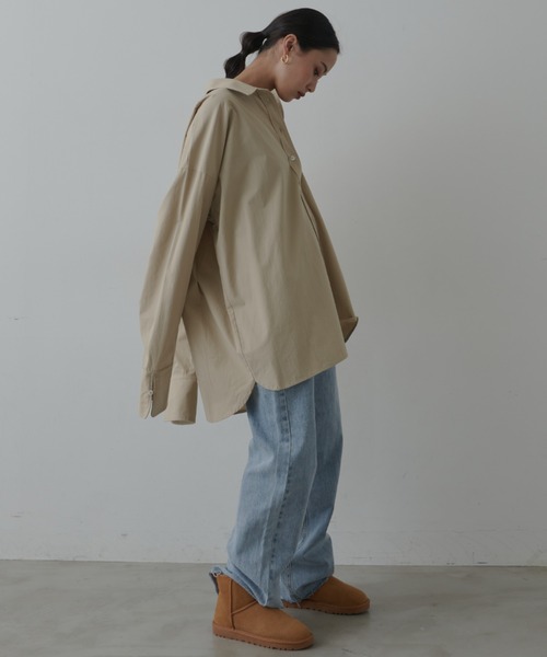 FIG&VIPER（フィグアンドバイパー）の「カフスシャツミニ丈ワンピース（シャツ/ブラウス・レディース・ベージュ/ホワイト・FREE）」の15枚目の写真