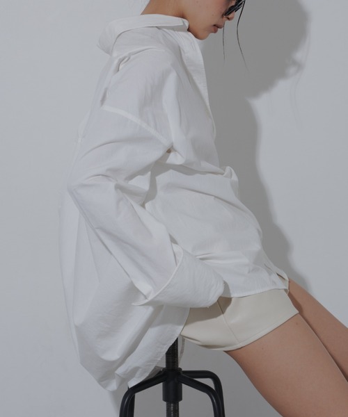 FIG&VIPER（フィグアンドバイパー）の「カフスシャツミニ丈ワンピース（シャツ/ブラウス・レディース・ベージュ/ホワイト・FREE）」の18枚目の写真