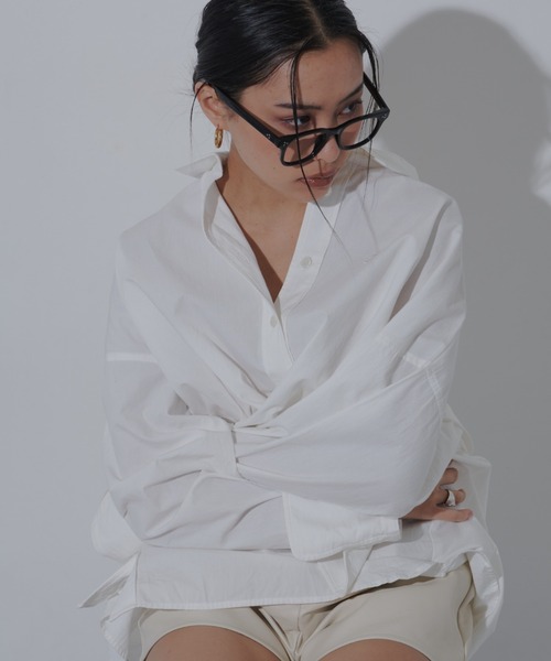 FIG&VIPER（フィグアンドバイパー）の「カフスシャツミニ丈ワンピース（シャツ/ブラウス・レディース・ベージュ/ホワイト・FREE）」の21枚目の写真