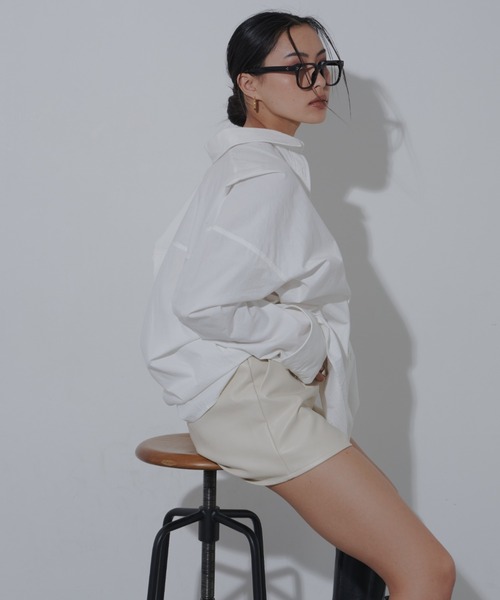 FIG&VIPER（フィグアンドバイパー）の「カフスシャツミニ丈ワンピース（シャツ/ブラウス・レディース・ベージュ/ホワイト・FREE）」の22枚目の写真