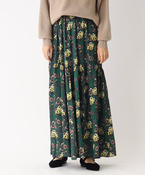 OPAQUE.CLIP（オペークドットクリップ）の「◆【大草直子さんコラボ】花柄プリントスカート（スカート・レディース・グリーン系その他2/ネイビー系・38/36/40）」の7枚目の写真