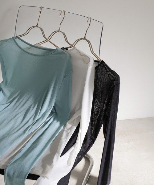 select MOCA(セレクトモカ)の「【6色展開】クルーネックシアープルオーバー(Tシャツ/カットソー・レディース・ピンク/ライトベージュ/ブラック/ライトブルー/ホワイト/グレイッシュベージュ・FREE)」の18枚目の写真