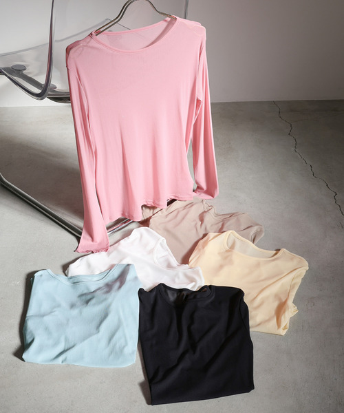 select MOCA(セレクトモカ)の「【6色展開】クルーネックシアープルオーバー(Tシャツ/カットソー・レディース・ピンク/ライトベージュ/ブラック/ライトブルー/ホワイト/グレイッシュベージュ・FREE)」の15枚目の写真